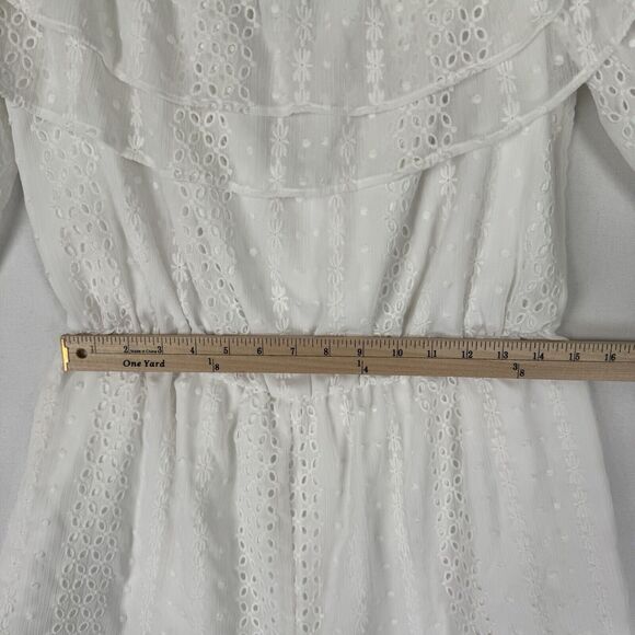 Express Romper Womens Large White Eyelet Ruffle Coquette Cottagecore Soft Girl - Picture 13 of 15